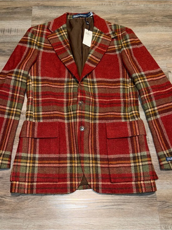 Ralph Lauren Other - Polo Ralph Lauren Men's 40L Plaid Italy Wool Tweed Blazer Jacket Red NWT $1098